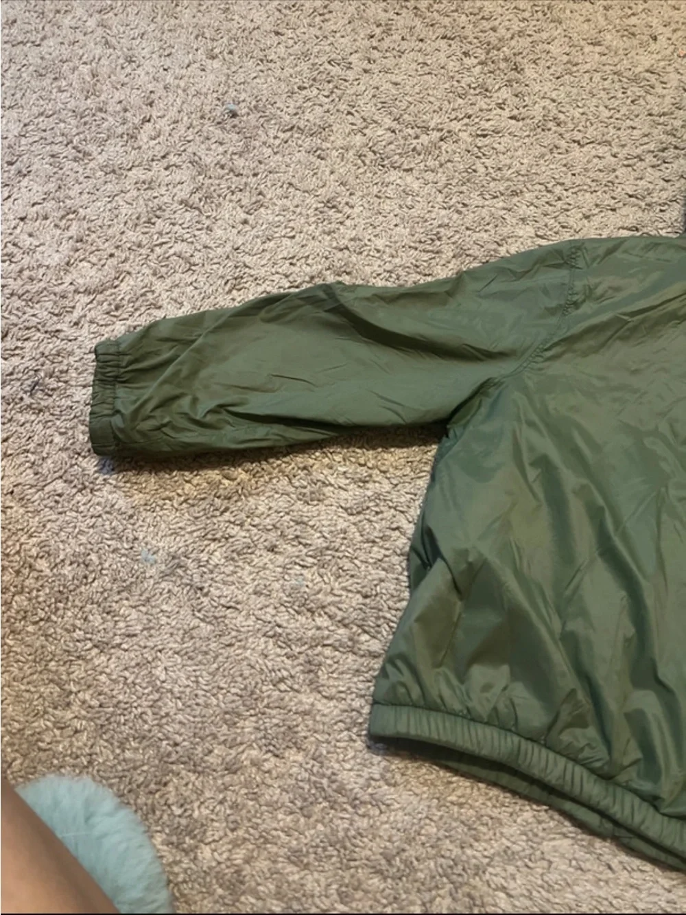 Old Navy Kids Hooded Puffer Jacket in Green with Cream Lining